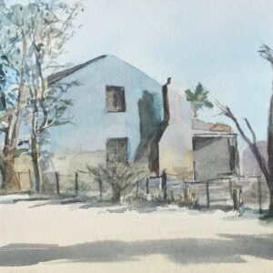 Karoo house in Aberdeen E.C. watercolour painting by Curt Marthezé